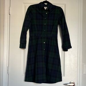 J. Crew Green and Blue Long Sleeve Dress